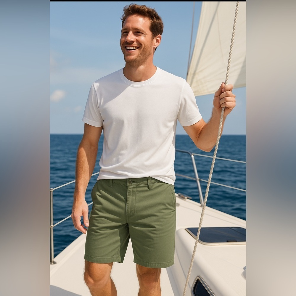 Old Navy Men’s Olive Green Twill Stretch Chino Shorts 38 NWT Cruise Casual Beach